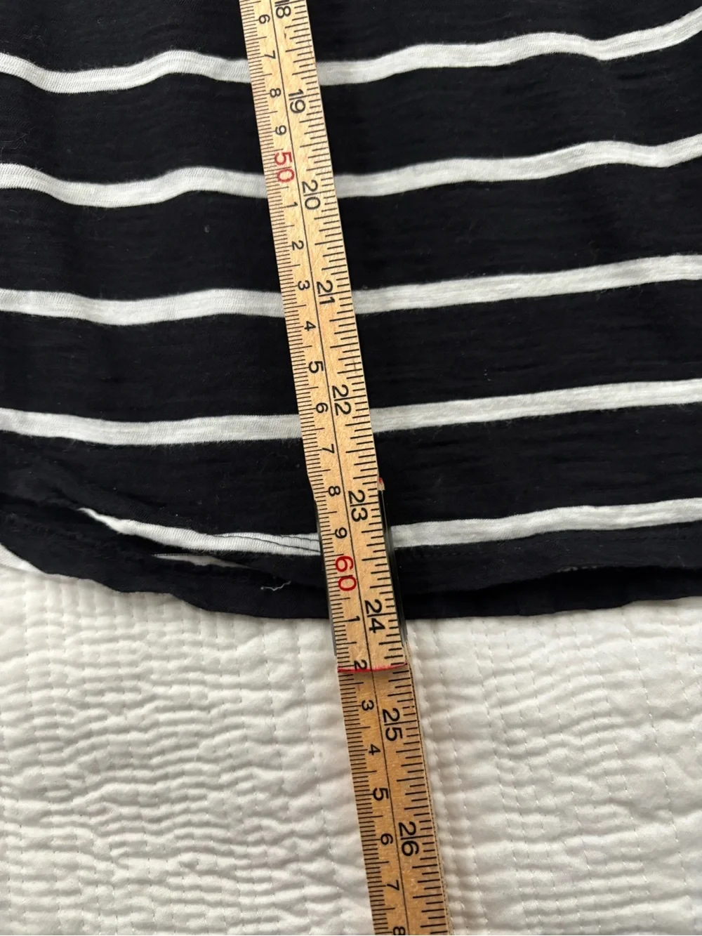 LOFT Black and White Striped V-Neck Short Sleeve Tee Medium